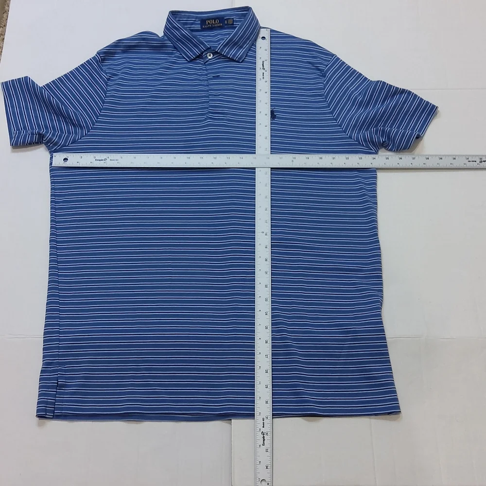 Polo Ralph Lauren Polo Shirt Blue w/Dk Blue &‎ Lt. Blue Stripes, XL